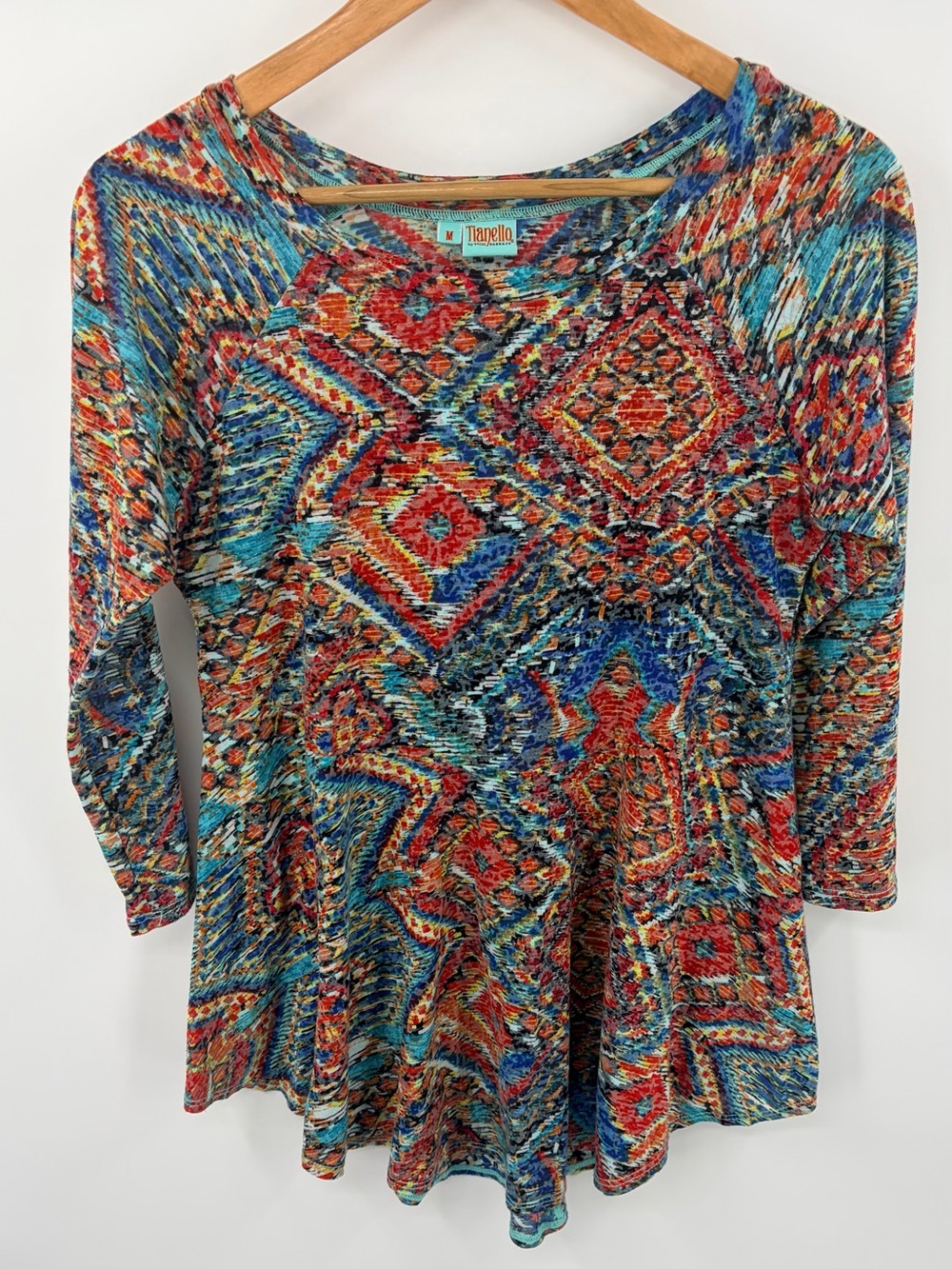 Tianello southwestern Aztec El Paso Ikat quarter sleeve tunic top women’s M
